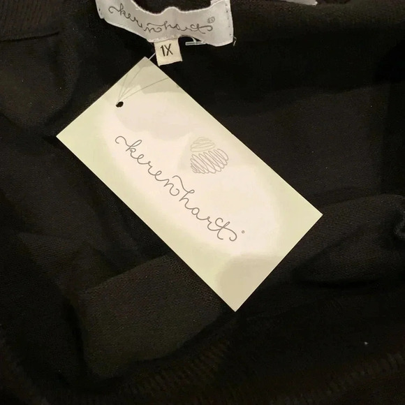 NWT Women's Keren Hart Black Wide Leg Knit Pants 1X Minimalist Monochrome - Picture 2 of 13